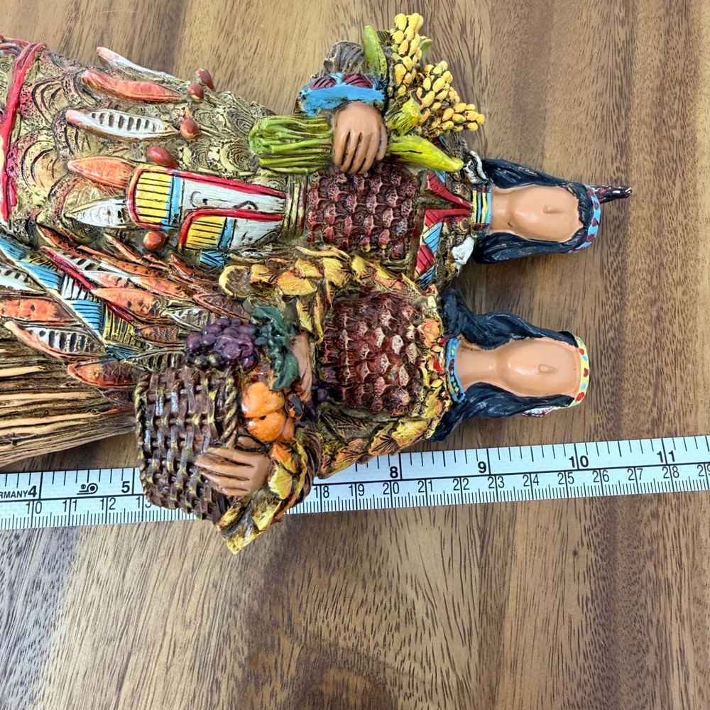 Native American Harvest Couple Figurine Resin Statue Thanksgiving Decor 11 Inch - Picture 8 of 9